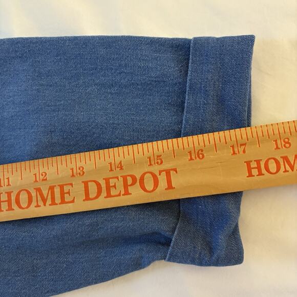 Park Place Fashions Denim Button Down Woman's Shirt Large USA Starburst Pocket - Picture 14 of 14